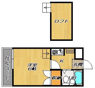 野崎KS(1K/2階)の間取り写真