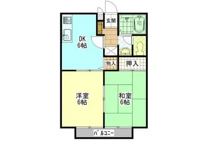 ジュネス新涯 A・B(2DK/2階)の間取り写真