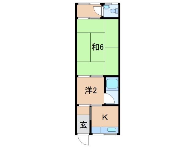 サザンアパート(2K/1階)の間取り写真