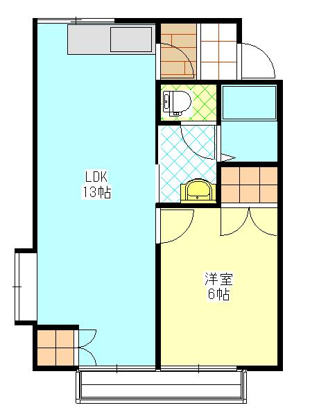 クレヨン(1LDK/1階)の間取り写真