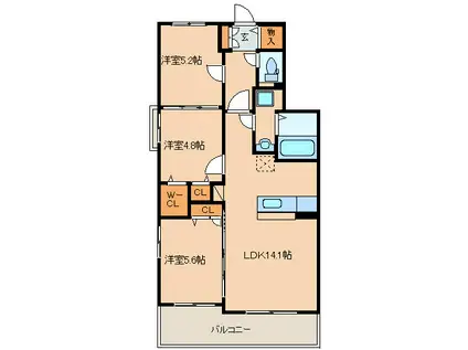 リヴェール大濠(3LDK/3階)の間取り写真