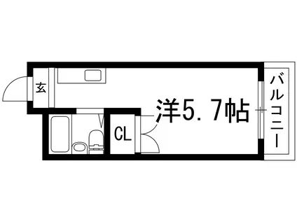 グレース桜井(ワンルーム/2階)の間取り写真