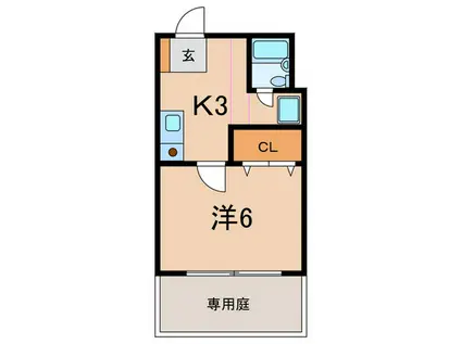福田ハイツ(1K/1階)の間取り写真