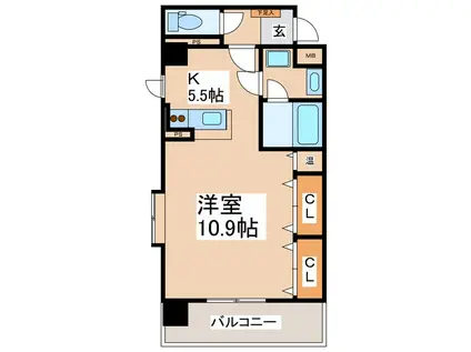 シティドエル(ワンルーム/2階)の間取り写真