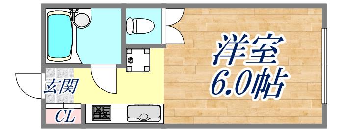 ルシエール甲東園(1K/1階)の間取り写真