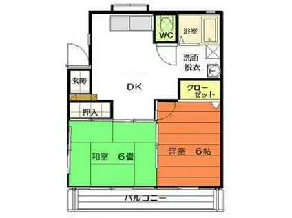 カームハイツ(2DK/2階)の間取り写真