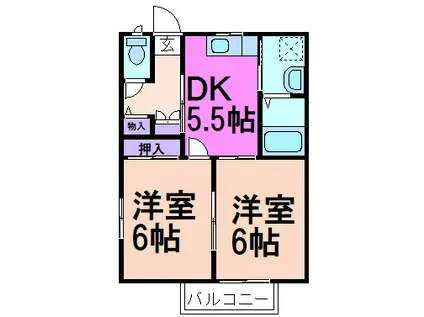 ラフォーレ・光B(2DK/1階)の間取り写真