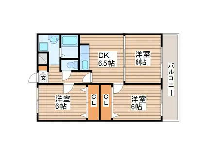 Nマンション(3DK/1階)の間取り写真