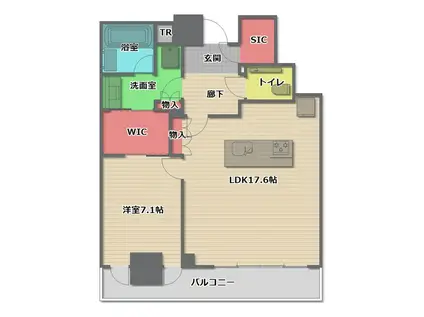 大阪ひびきの街 ザ・サンクタスタワー(1LDK/51階)の間取り写真