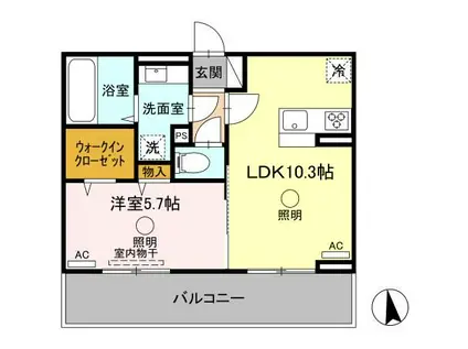 サニーフラット松江(1LDK/2階)の間取り写真