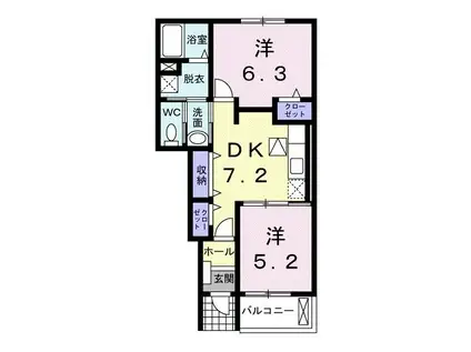 プランドール3(2DK/1階)の間取り写真