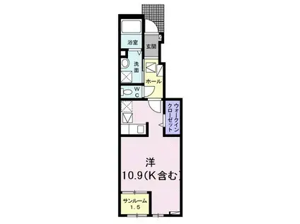ユーフォリアネクストI(ワンルーム/1階)の間取り写真