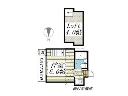 ジュネパレス柏第02(1K/2階)の間取り写真