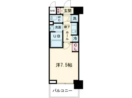 サムティ神戸BENIR(1K/9階)の間取り写真