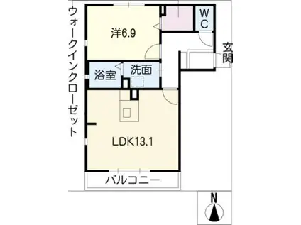 COMFORTS瀬戸中央(1LDK/1階)の間取り写真