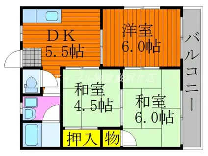 中村マンションC棟(3DK/2階)の間取り写真
