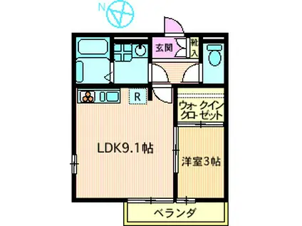 レジデンスSAKURAMORI(1LDK/3階)の間取り写真