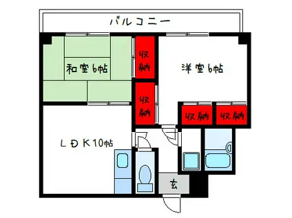 志紀ロイヤルハイツ(2LDK/4階)の間取り写真