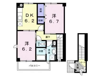 サンセリテ勝田(2DK/2階)の間取り写真