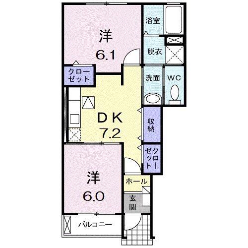 レバンテA(2DK/1階)の間取り写真