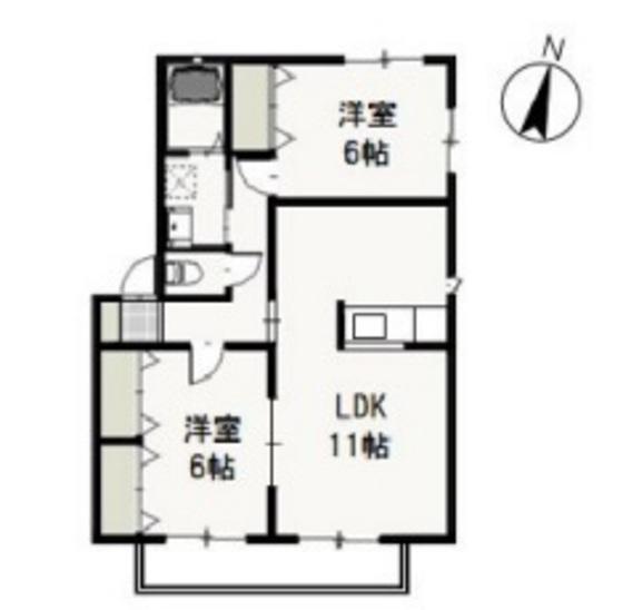 ペアフィールドA(2LDK/2階)の間取り写真
