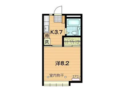 滝沢ヒルズ C(1K/1階)の間取り写真