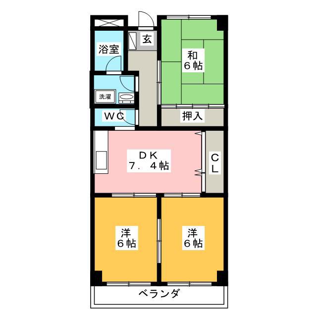 リンピアMIYAKE(3DK/2階)の間取り写真