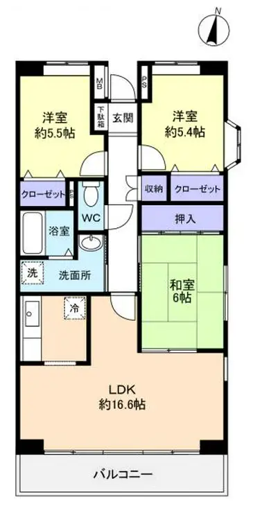 カーサグランデ緑が丘 7階階 間取り