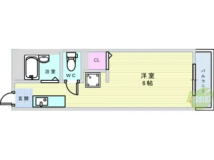 ヴィラージュみのおB(1K/3階)の間取り写真