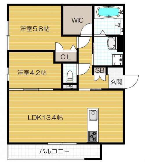 コルヌコピア(2LDK/3階)の間取り写真