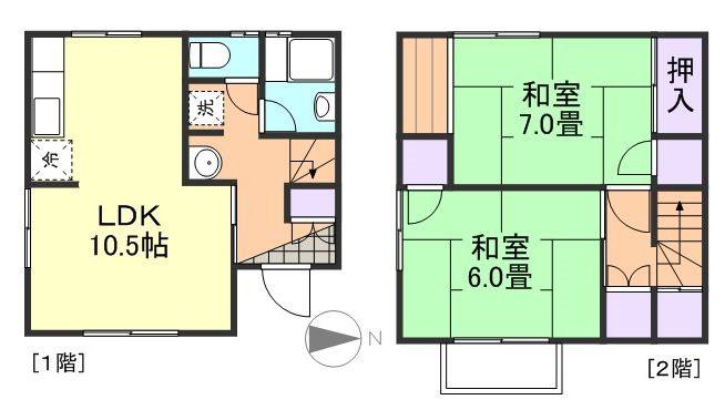 サンルイ勇崎(2LDK/1階)の間取り写真