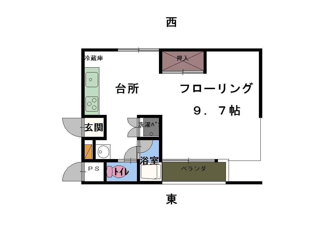 フルール御幸(ワンルーム/3階)の間取り写真