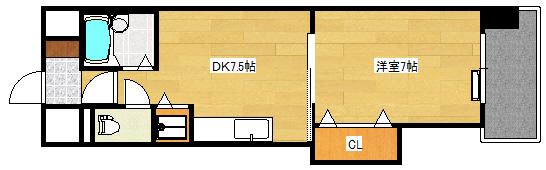 ミッションデルタ(1DK/4階)の間取り写真