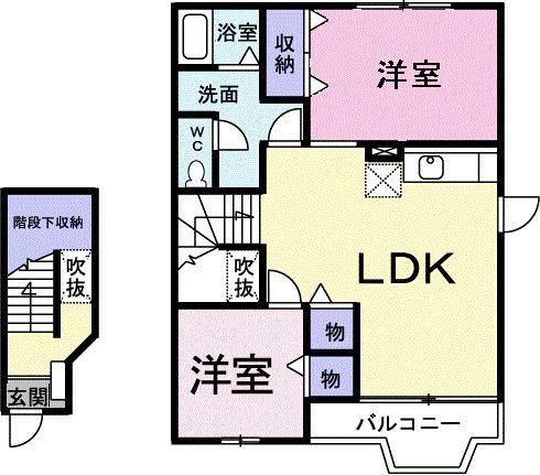 PATIENT上野山(2LDK/2階)の間取り写真
