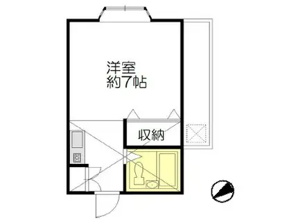仙川スカイハイツ 緑ヶ丘1丁目(ワンルーム/2階)の間取り写真