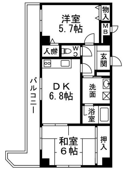 グランエクセル高師浜(2DK/1階)の間取り写真