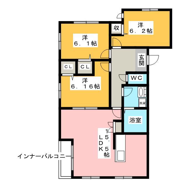 FOUR SEASONS山手(3LDK/2階)の間取り写真