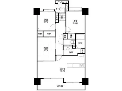 グリーンヒル千代町(3LDK/7階)の間取り写真