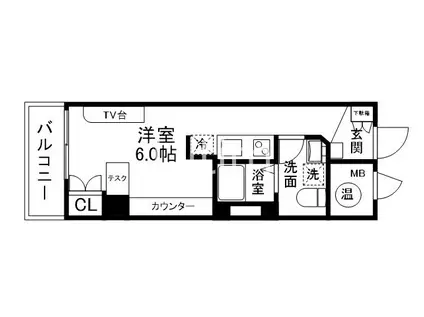 デトム・ワン四条大宮(1K/3階)の間取り写真