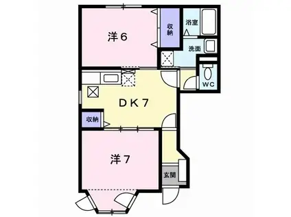 アンソレイエII番館(2DK/1階)の間取り写真