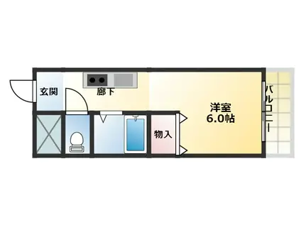 マンションロア(ワンルーム/2階)の間取り写真