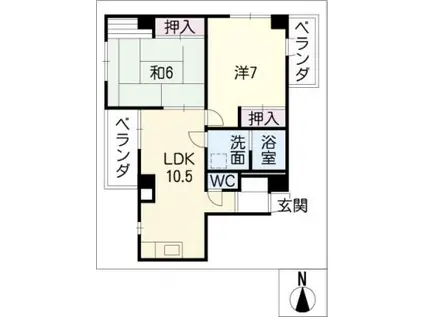 サンアド・テシガワラビル(2LDK/5階)の間取り写真