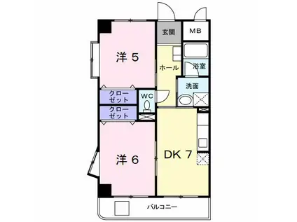 クレアーレ加用(2DK/1階)の間取り写真