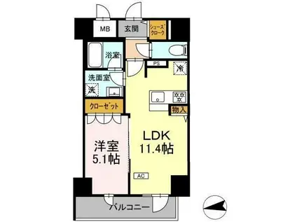 IS二十人町(1LDK/2階)の間取り写真