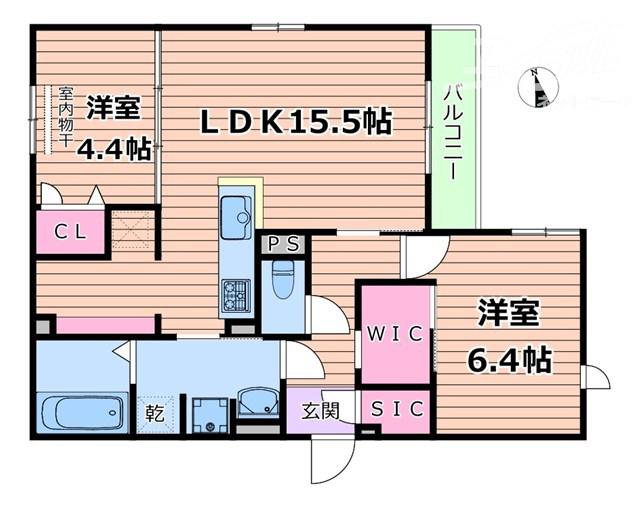 クラシスト千里丘上(2LDK/3階)の間取り写真