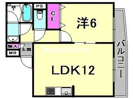 ミスターK北武庫之荘(1LDK/1階)の間取り写真