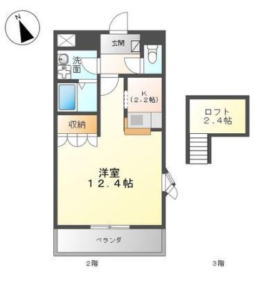 フリージア(1K/2階)の間取り写真