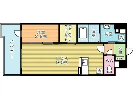 グランヒルズ戸畑(1LDK/9階)の間取り写真