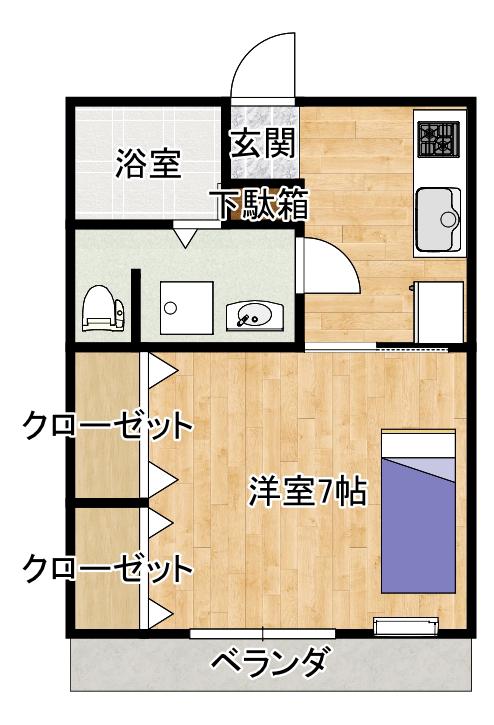 WEBHOUSE野地(1K/1階)の間取り写真