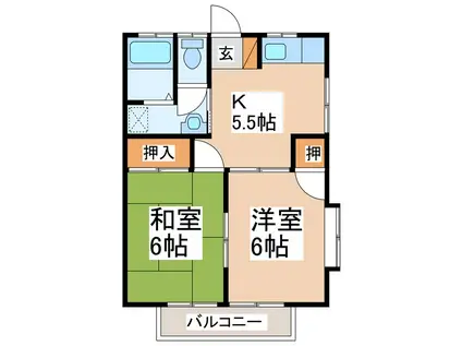 ハイツS・SA(2K/2階)の間取り写真